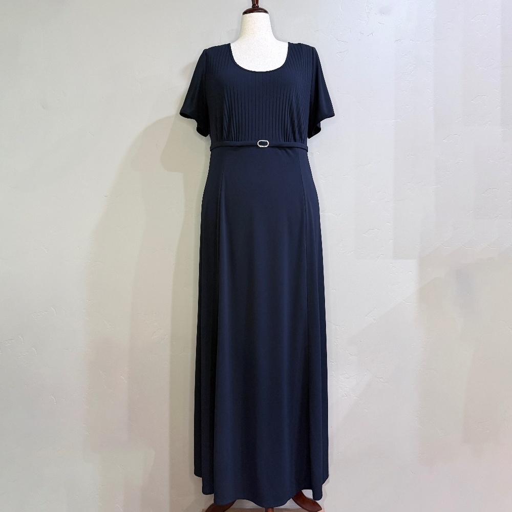 Papell Boutique Plus Size Navy Blue Evening Maxi Dress – 20W